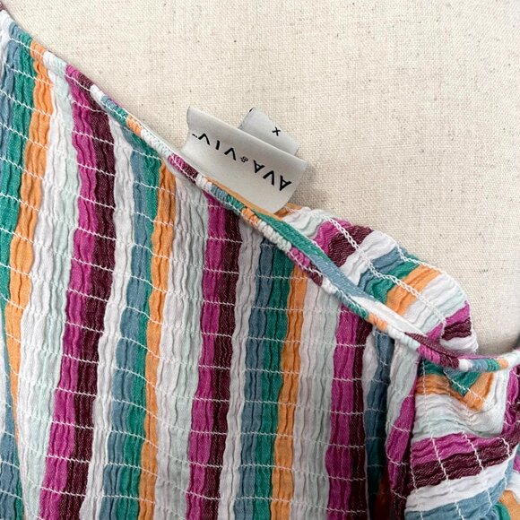 Ava & Viv Multicolor Flutter Sleeve Tiered Knee Length Dress Size X 14 - Picture 9 of 10